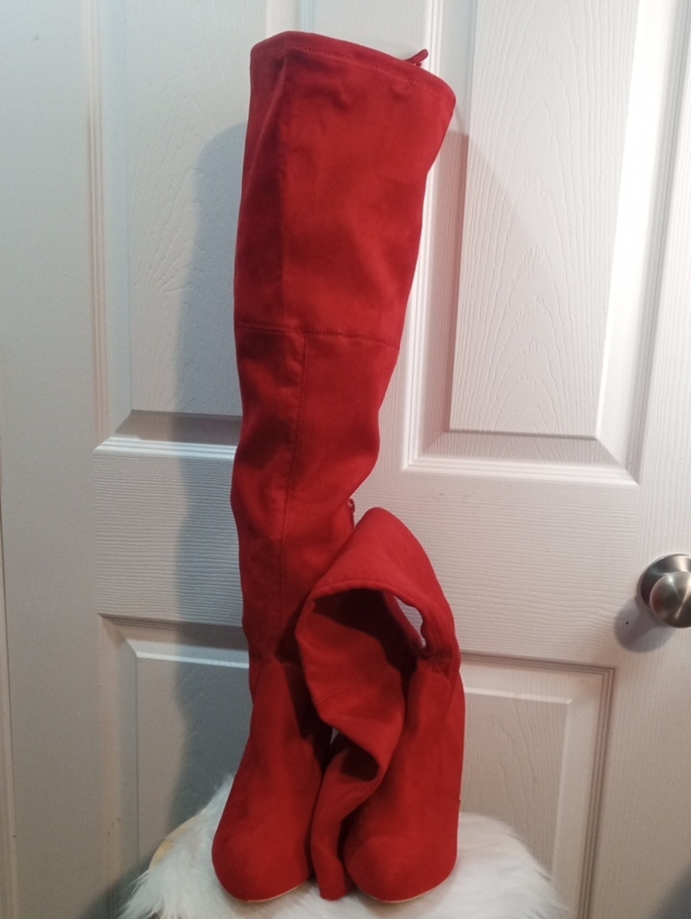 FASHION NOVA RED THIGH HIGH BOOTS - Picture 3 of 14